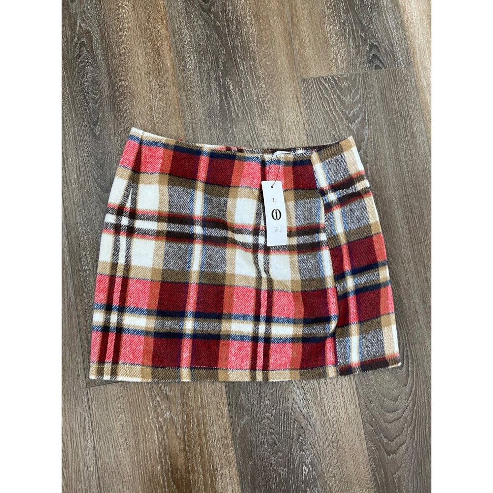i Wool mini skirt in plaid NWT